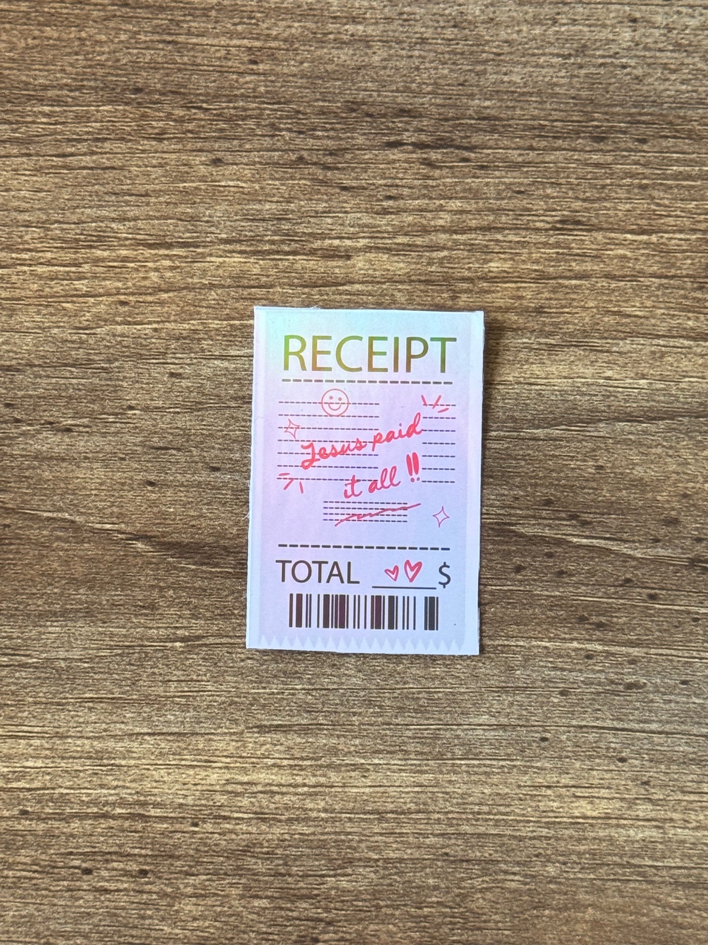 JESUS PAID IT ALL RECEIPT