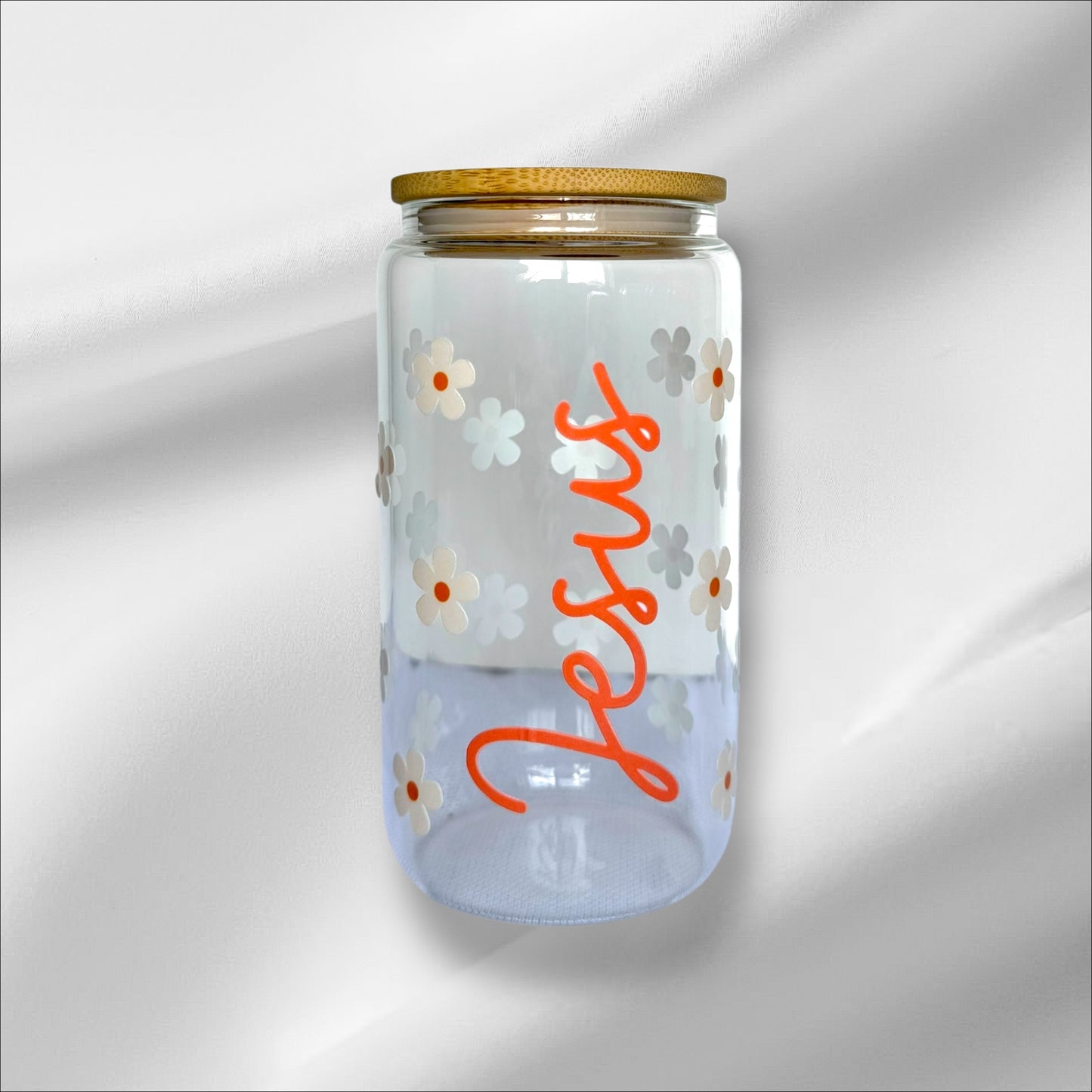 JESUS DAISY FLOWER - GLASS TUMBLER
