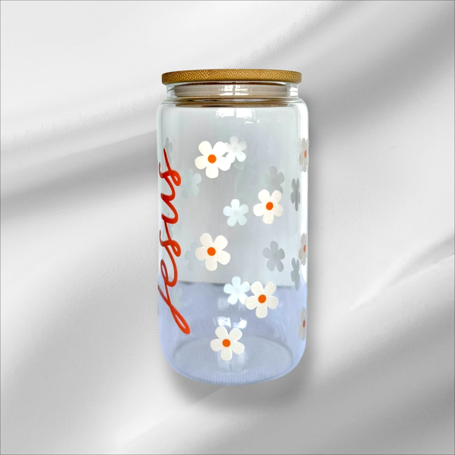 JESUS DAISY FLOWER - GLASS TUMBLER