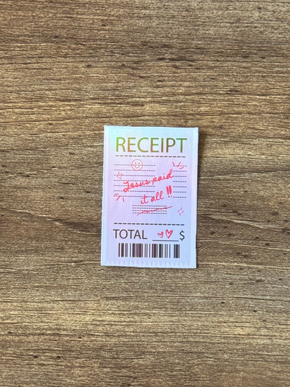 JESUS PAID IT ALL RECEIPT