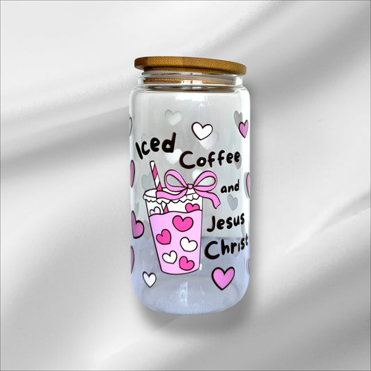 ICED COFFEE & JESUS CHRIST - GLASS TUMBLER